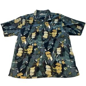 Tommy Bahama Shirt Mens 100% Silk Banana Print Button Up Short Sleeve Hawaiian L